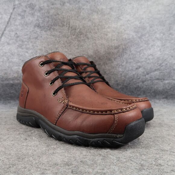 Timberland Shoes Womens 6 Chukka Boot Moc Toe Lace Up Leather Comfort Work Brown - Picture 1 of 16